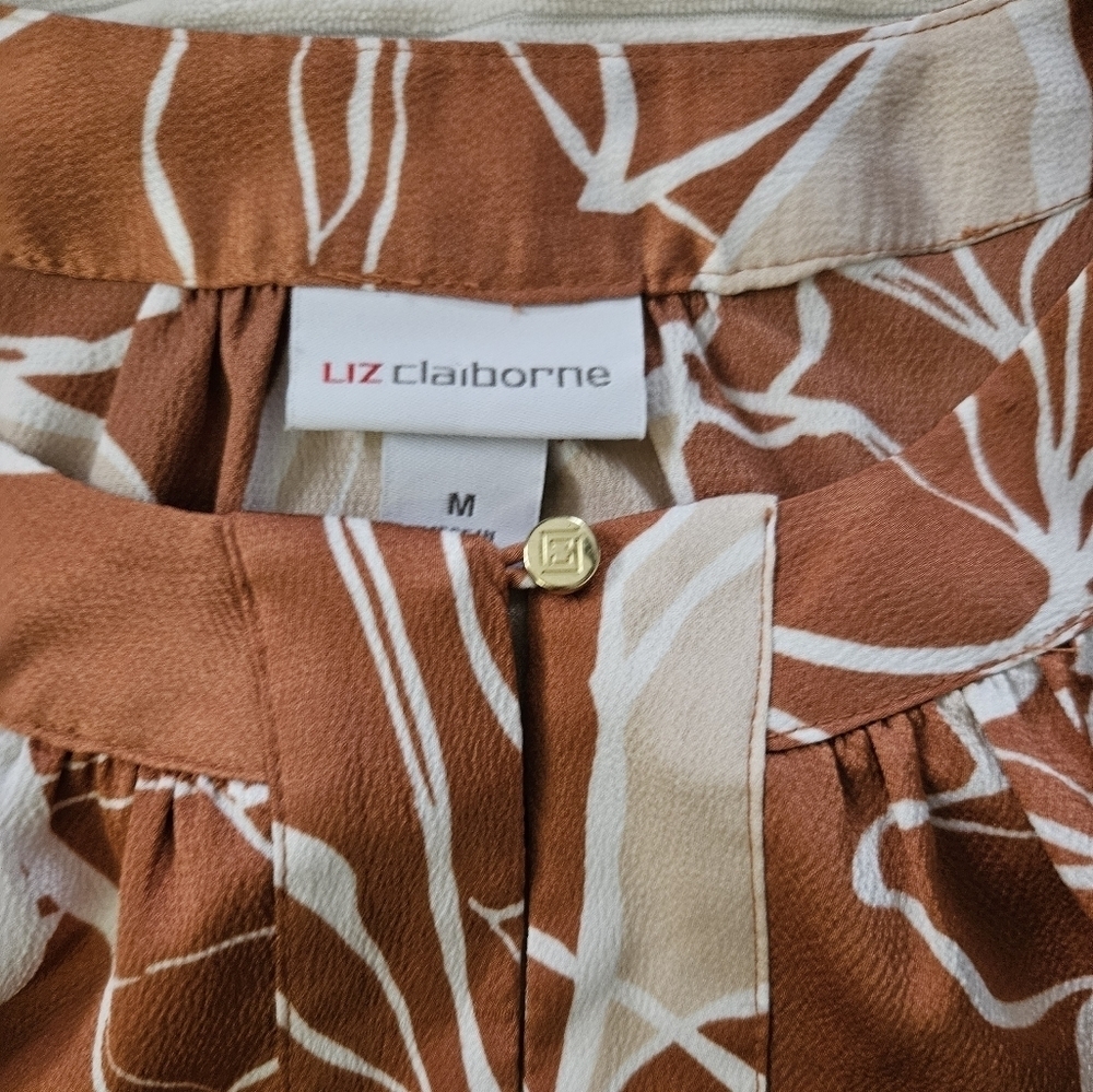 Liz Claiborne Floral Orange Sleeveless Top Size M - Picture 2 of 6